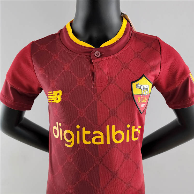 Kids AS Roma 22/23 Home Brown Soccer Football Kit(Shirt+Shorts) - Click Image to Close