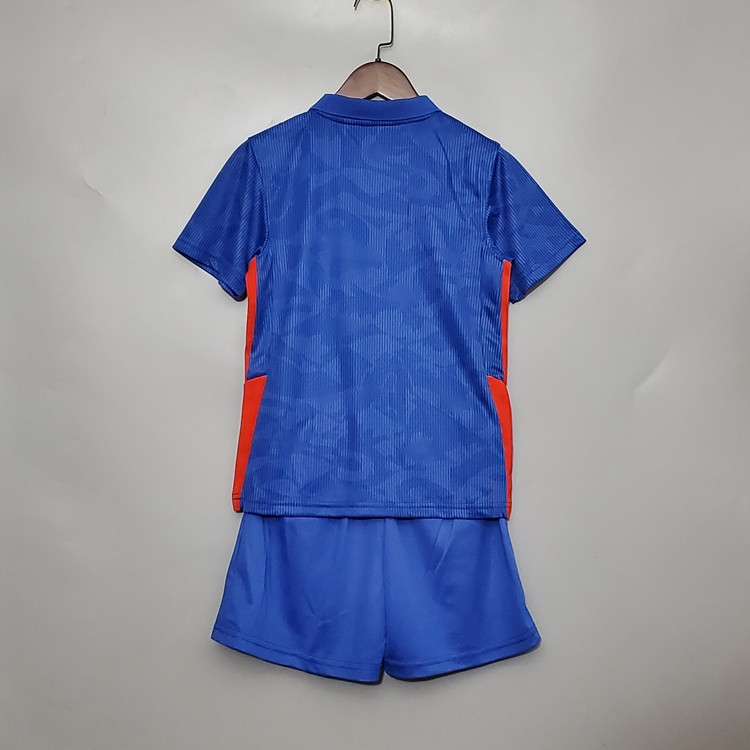 Kids 20-21 England Euro 2020 Away Blue Soccer Kit(Shirt+Shorts) - Click Image to Close