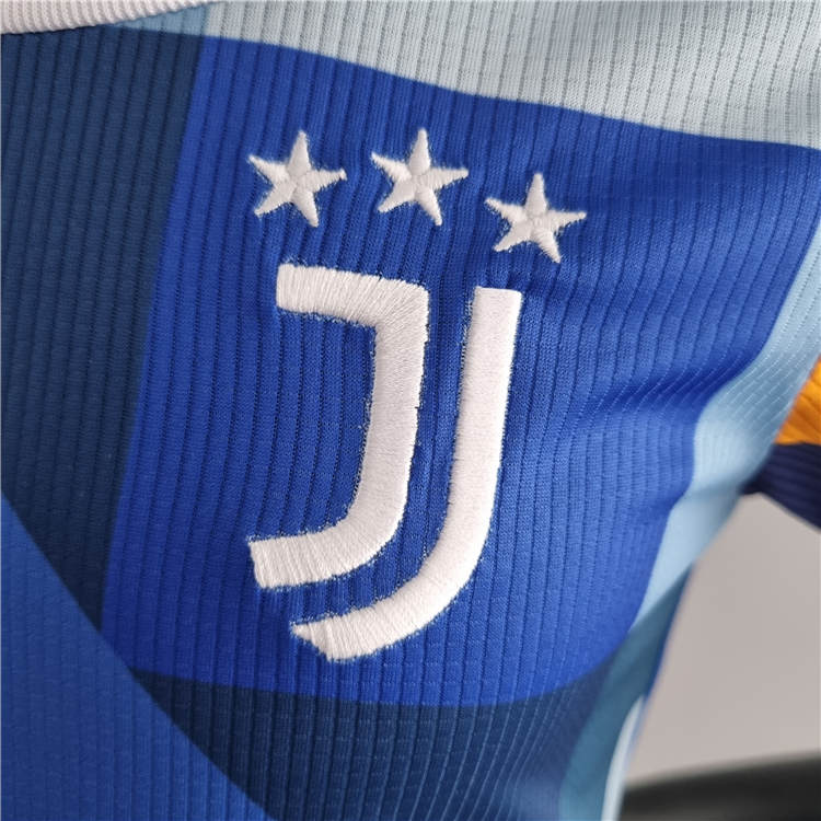 Kids Juventus 22/23 Fourth Blue&Orange Football Kit Soccer Kit (Jersey+Shorts) - Click Image to Close