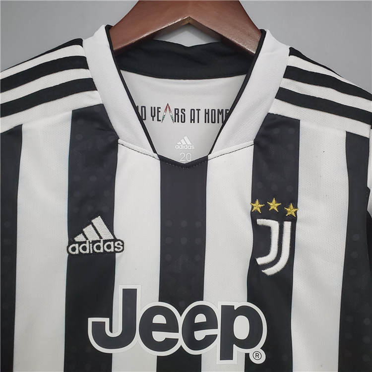 Kids Juventus 21-22 Home White&Black Football Kit Soccer Kit (Jersey+Shorts) - Click Image to Close