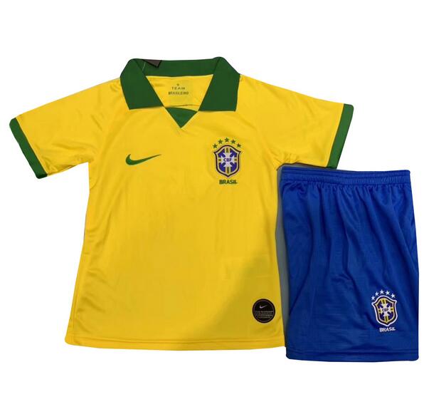 Kids Brazil Home 2019 Copa America Soccer Kit(Shirt+Shorts)