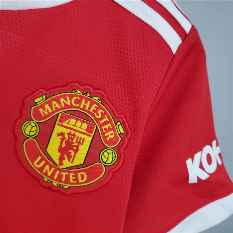 Kids Manchester United 21-22 Home Red Soccer Jersey Football Kit (Shirt+Shorts) - Click Image to Close