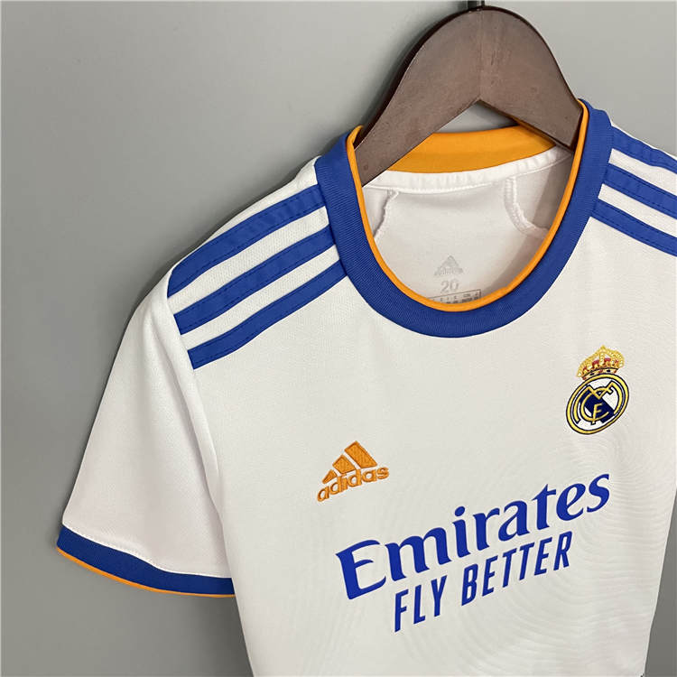 Kids/Youth Real Madrid 21-22 Home White Soccer Football Kit(Shirt+Short) - Click Image to Close