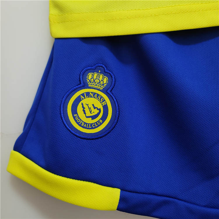 Kids Riyadh Victory 22/23 Home Ronaldo Football Kit Soccer Kit (Jersey+Shorts) - Click Image to Close