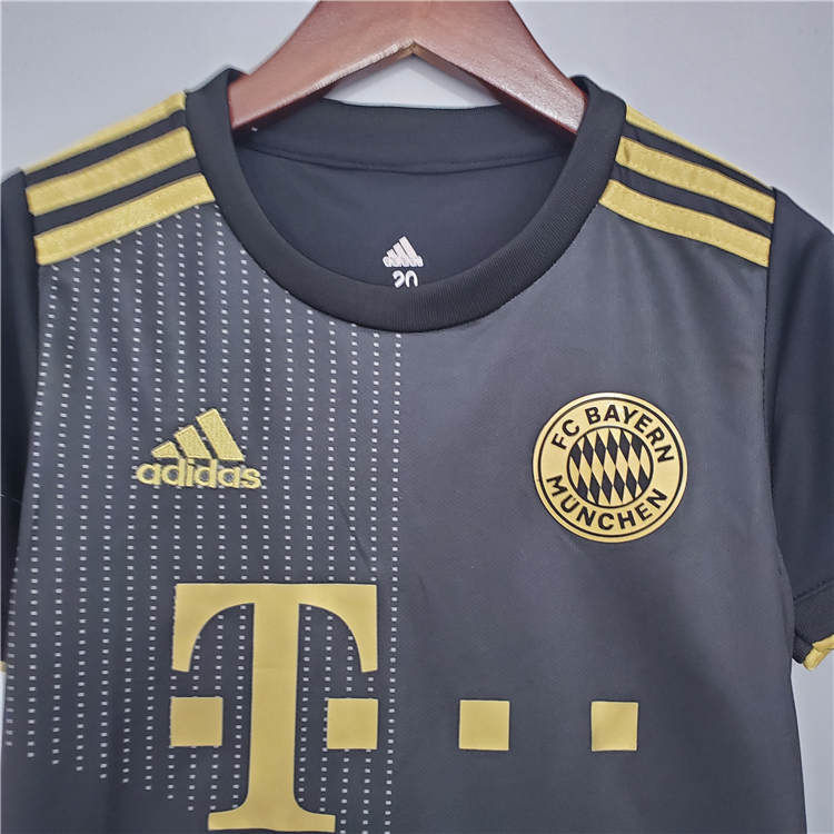 Kids Bayern Munich 21-22 Away Black Football Shirt Soccer Suits (Shirt+Shorts) - Click Image to Close