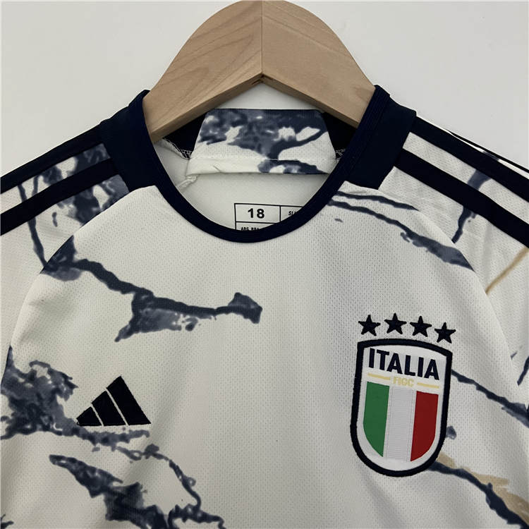 Kids Italy 2023 Away White Soccer Kit (Shirt+Shorts) - Click Image to Close