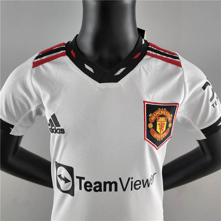 Kids Manchester United 22/23 Away White Soccer Kit (Shirt+Shorts) - Click Image to Close