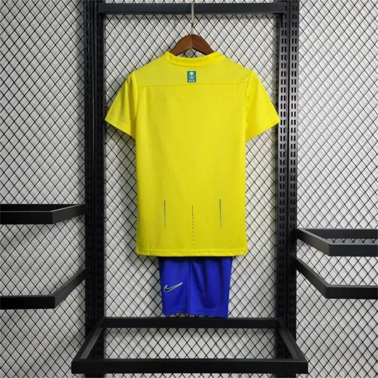 Kids Al Nassr FC 23/24 Home Ronaldo Football Kit Soccer Kit (Jersey+Shorts) - Click Image to Close