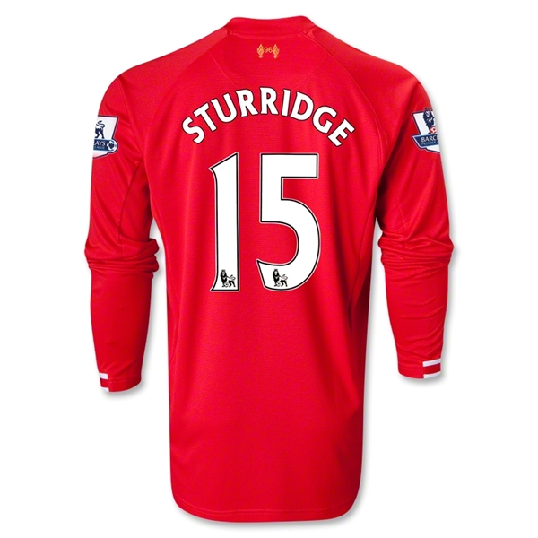 13-14 Liverpool #15 STURRIDGE Home Long Sleeve Jersey Shirt - Click Image to Close