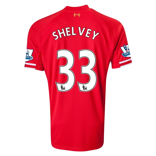 13-14 Liverpool #33 SHELVEY Home Red Soccer Shirt - Click Image to Close
