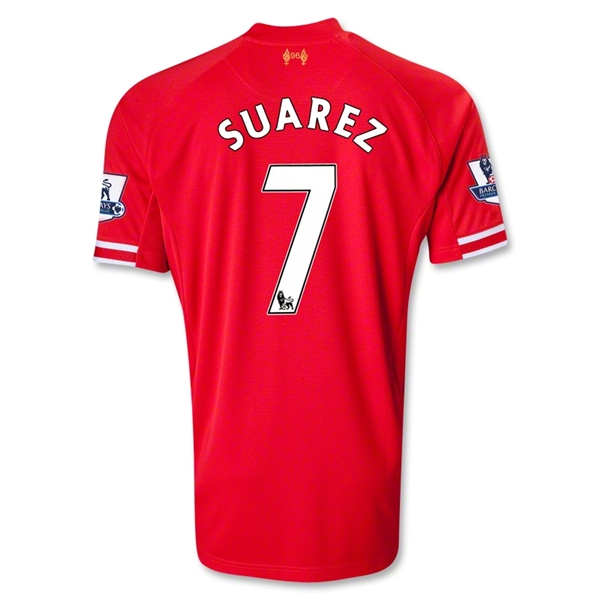 13-14 Liverpool #7 SUAREZ Home Red Soccer Shirt - Click Image to Close