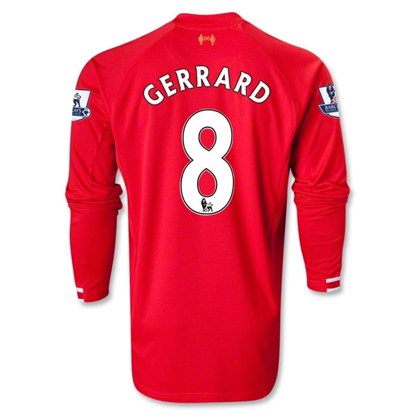 13-14 Liverpool #8 GERRARD Home Long Sleeve Jersey Shirt - Click Image to Close