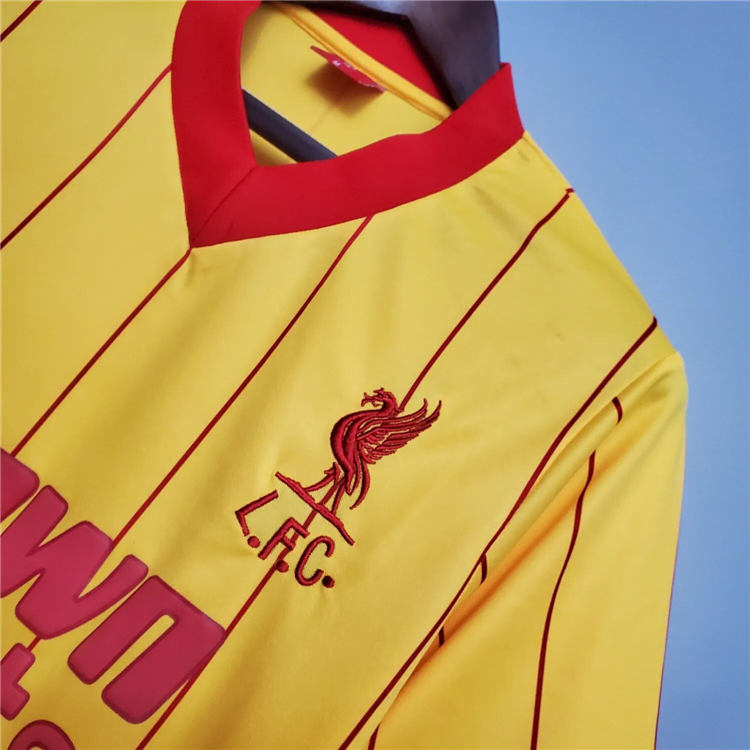 1984 Liverpool Retro Yellow Soccer Jersey Football Shirt - Click Image to Close