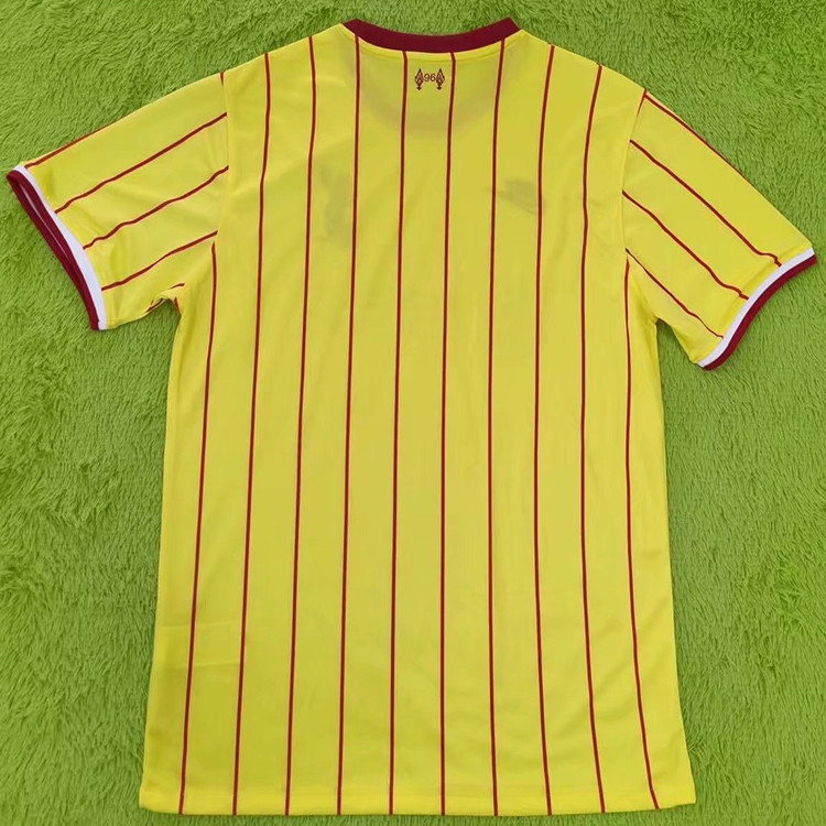 Liverpool FC 21-22 Third Yellow Stripes Soccer Jersey Football Shirt - Click Image to Close