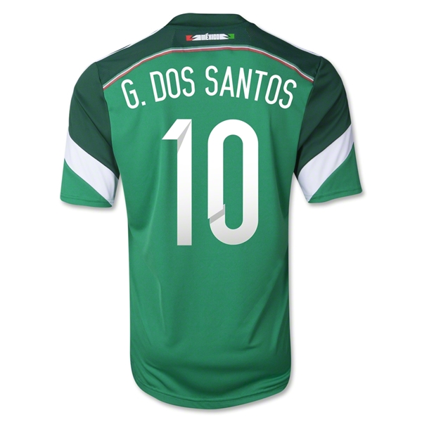 2014 Mexico #10 G.DOS SANTOS Home Green Soccer Jersey Shirt - Click Image to Close