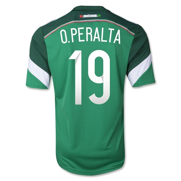 2014 Mexico #19 O.PERALTA Home Green Soccer Jersey Shirt - Click Image to Close