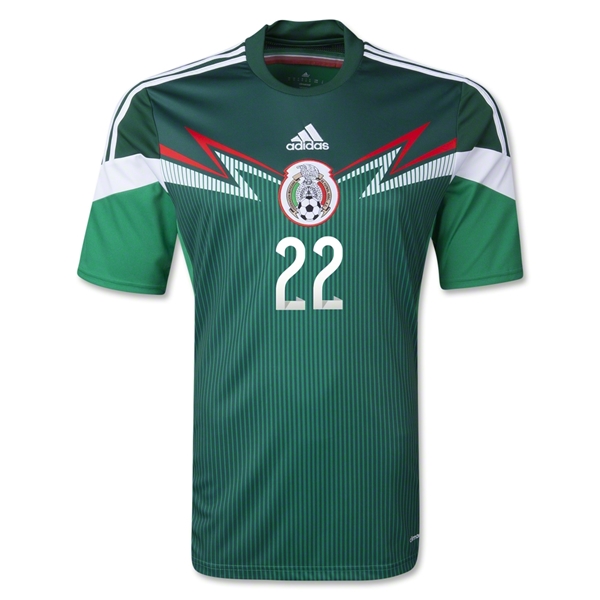 2014 Mexico #22 R.JIMENEZ Home Green Soccer Jersey Shirt - Click Image to Close