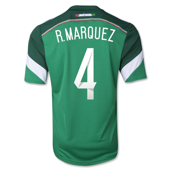 2014 Mexico #4 R.MARQUEZ Home Green Soccer Jersey Shirt - Click Image to Close