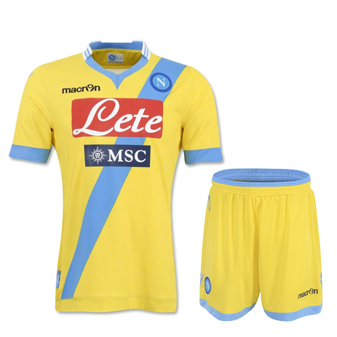 13-14 Napoli Away Yellow Jersey Kit(Shirt+Shorts) - Click Image to Close
