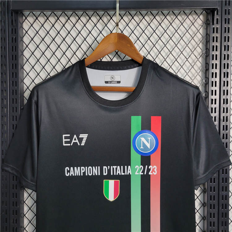 Napoli 23/24 Champion Shirt Black Shirt - Click Image to Close