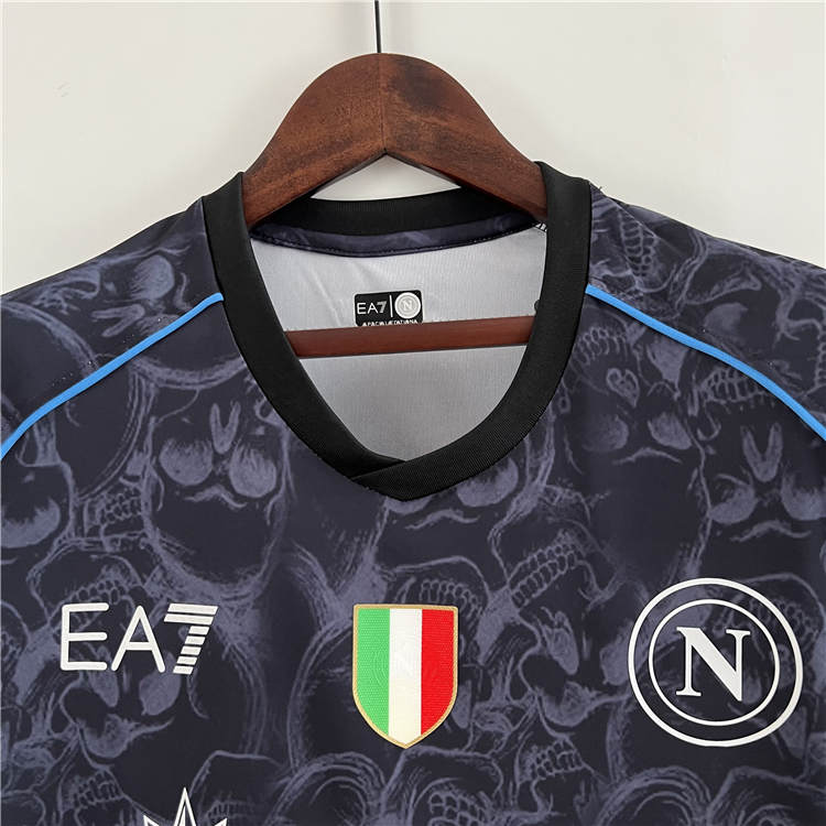 Napoli 23/24 Football Shirt Halloween Edition Black Soccer Shirt - Click Image to Close