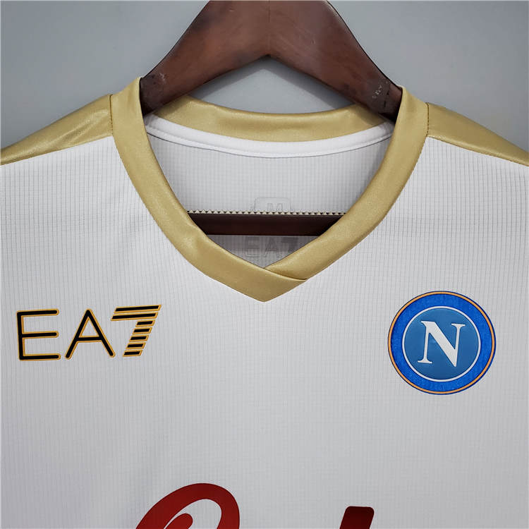 Napoli 21-22 Third White&Golden Soccer Jersey Football Shirt - Click Image to Close