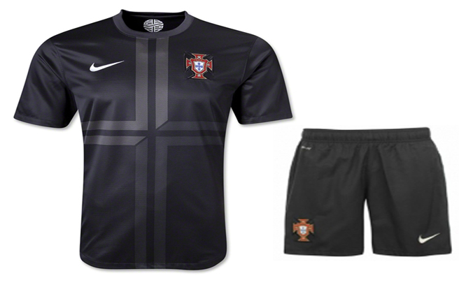 13-14 Portugal Away Black Jersey Kit(Shirt+Shorts) - Click Image to Close