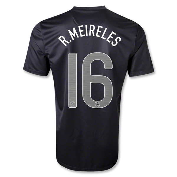 2013 Portugal #16 MEIRELES Away Black Jersey Shirt - Click Image to Close