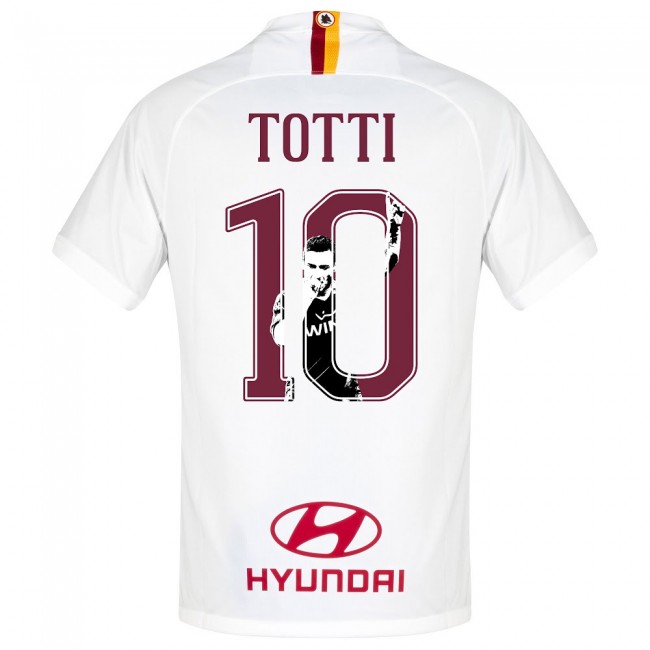 2019-20 AS Roma Away White #10 TOTTI Soccer Shirt Jersey ( Gallery Style Printing ) - Click Image to Close