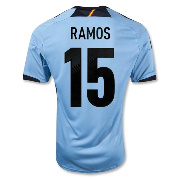 2012 Spain #15 Ramos Blue Away Soccer Jersey Shirt - Click Image to Close
