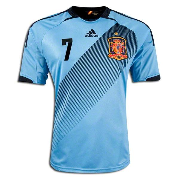 2012 Spain #7 David Villa Blue Away Soccer Jersey Shirt - Click Image to Close