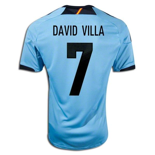 2012 Spain #7 David Villa Blue Away Soccer Jersey Shirt - Click Image to Close