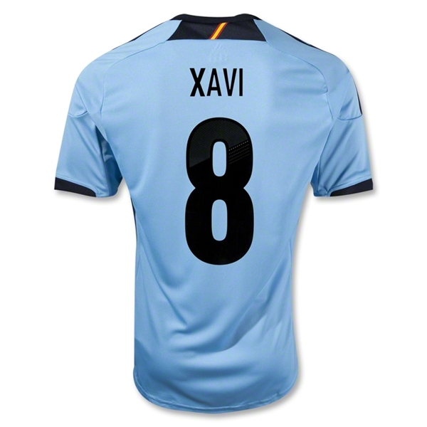 2012 Spain #8 Xavi Blue Away Soccer Jersey Shirt - Click Image to Close