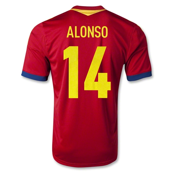 2013 Spain #14 ALONSO Red Home Soccer Jersey Shirt - Click Image to Close
