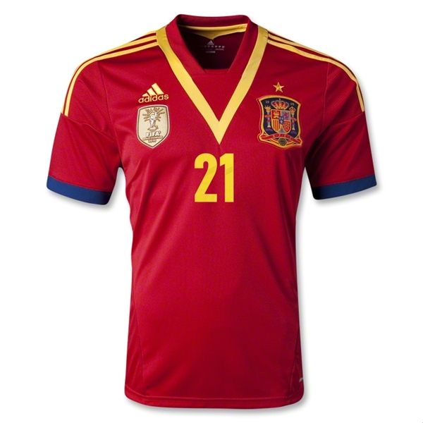 2013 Spain #21 SILVA Red Home Soccer Jersey Shirt - Click Image to Close
