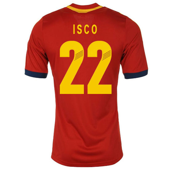 2013 Spain #22 Isco Red Home Soccer Jersey Shirt - Click Image to Close