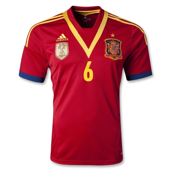 2013 Spain #6 A. INIESTA Red Home Soccer Jersey Shirt - Click Image to Close