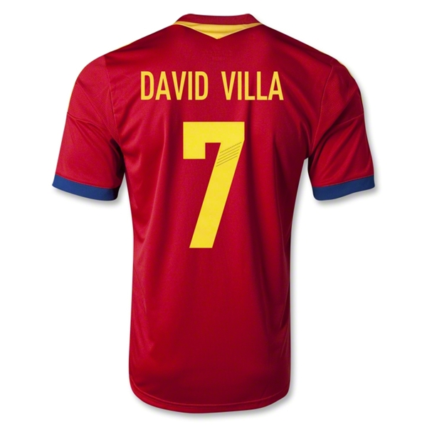 2013 Spain #7 DAVID VILLA Red Home Soccer Jersey Shirt - Click Image to Close