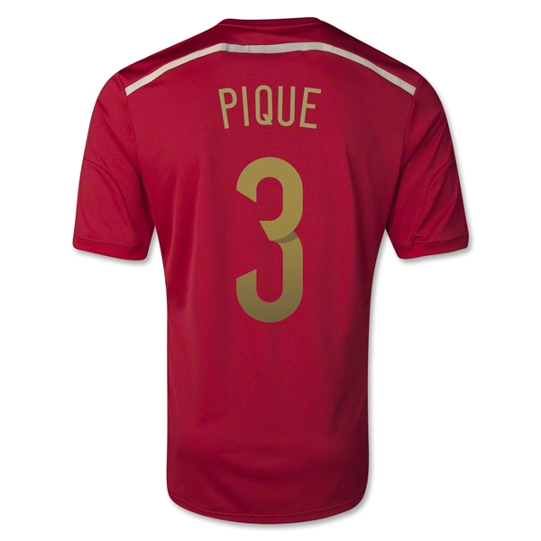 2014 Spain #3 PIQUE Home Red Jersey Shirt - Click Image to Close