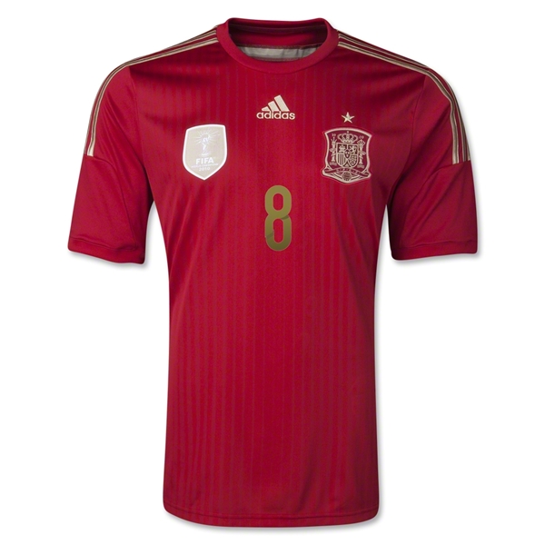 2014 Spain #8 XAVI Home Red Jersey Shirt - Click Image to Close