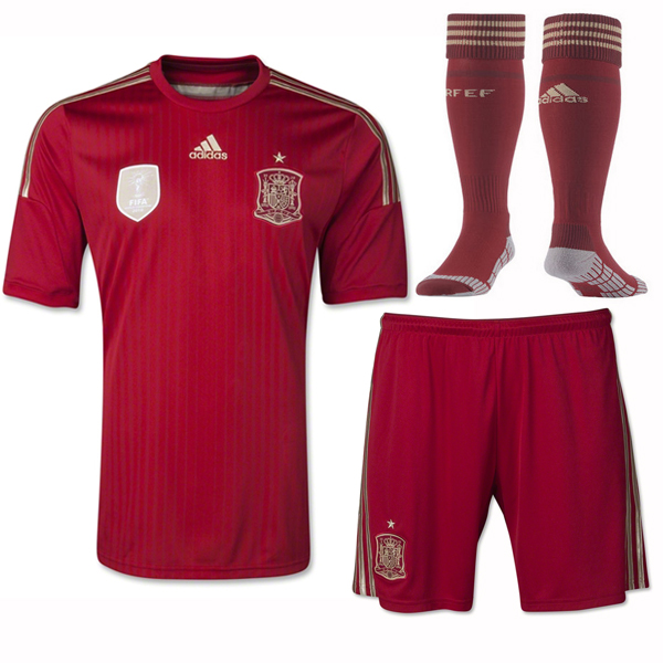 2014 Spain Home Red Jersey Whole Kit(Shirt+Shorts+Socks) - Click Image to Close