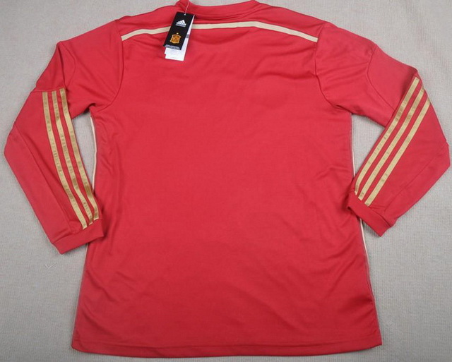 2014 Spain Home Red Long Sleeve Jersey Shirt - Click Image to Close