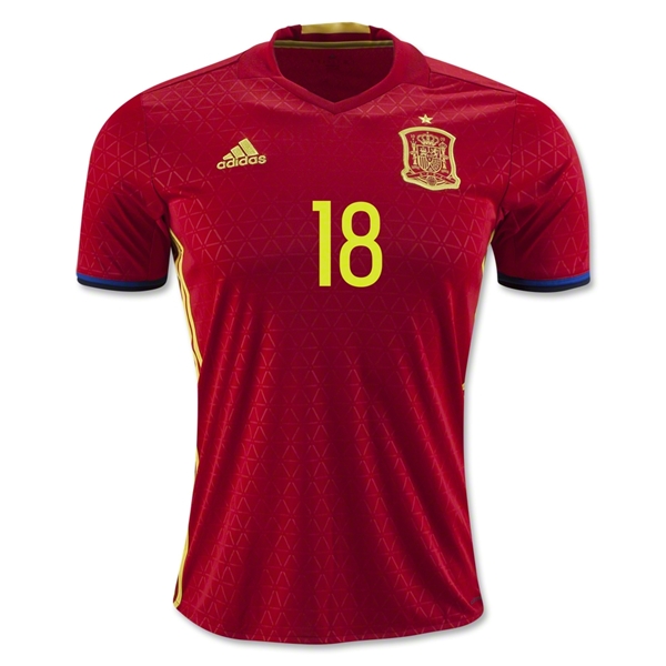 Spain Home 2016 JORDI ALBA #18 Soccer Jersey - Click Image to Close