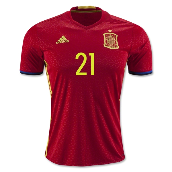 Spain Home 2016 SILVA #21 Soccer Jersey - Click Image to Close