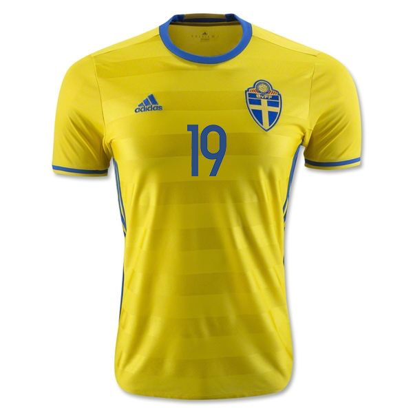 Sweden Home 2016 Berg 19 Soccer Jersey Shirt - Click Image to Close