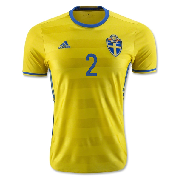 Sweden Home 2016 2 Lustig Soccer Jersey Shirt - Click Image to Close