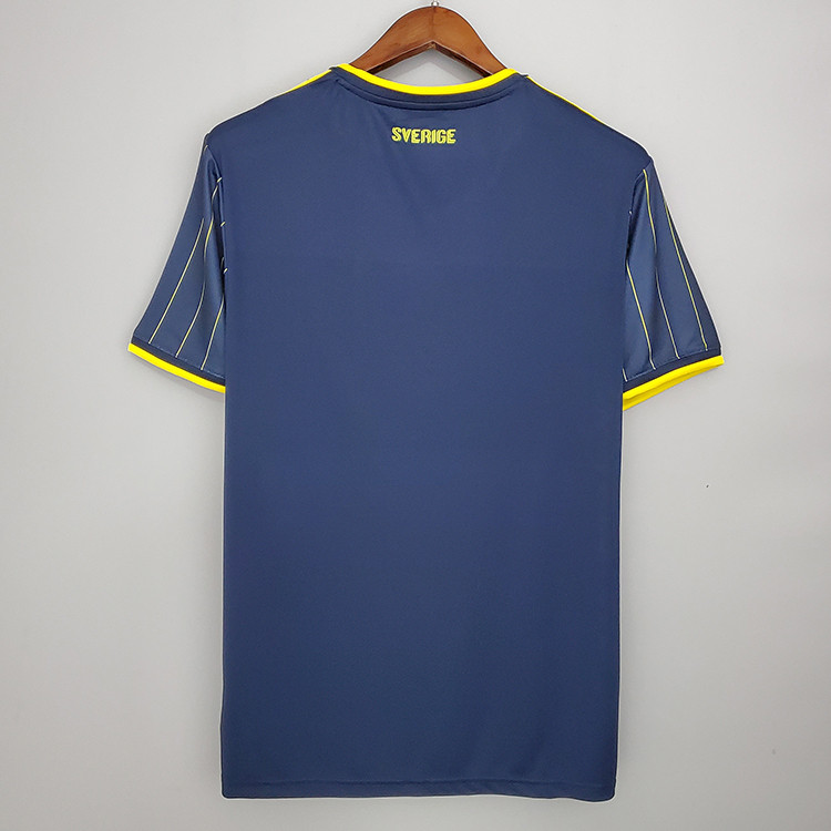 Sweden Euro 2020 Away Navy Stripe Soccer Jersey Football Shirt - Click Image to Close
