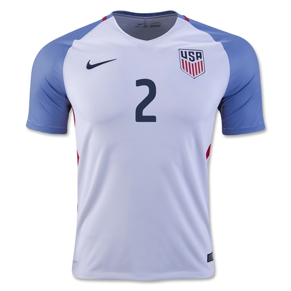 USA Home 2016 YEDLIN #2 Soccer Jersey - Click Image to Close