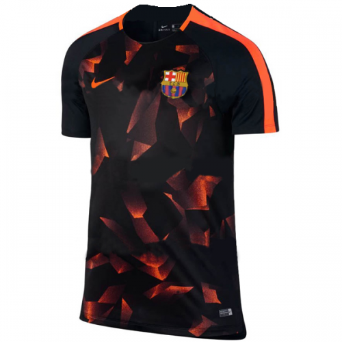 Barcelona 2017/18 Black Orange Pre-Match Training Jersey Shirt