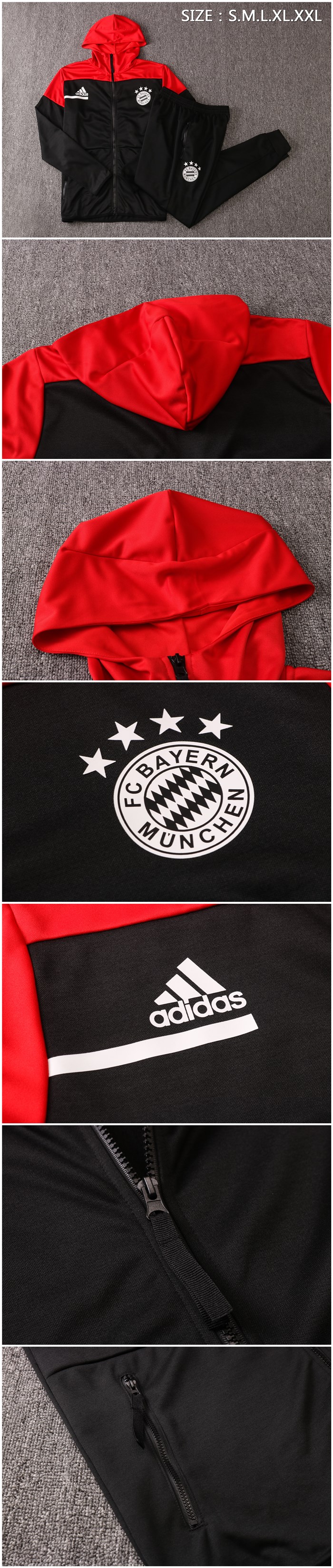Bayern Munich 20-21 Red&Black Hoodie Training Kit